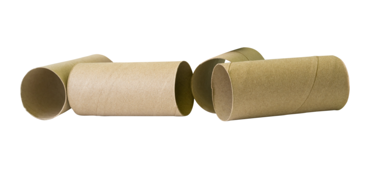 Gewebe Papier Kerne oder Toilette Papier Röhren im Haufen isoliert mit Ausschnitt Pfad im Datei Format png