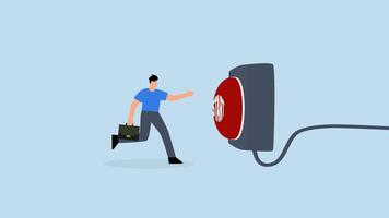 Push start button to start new business, 4k animation of businessman run to push red start button video