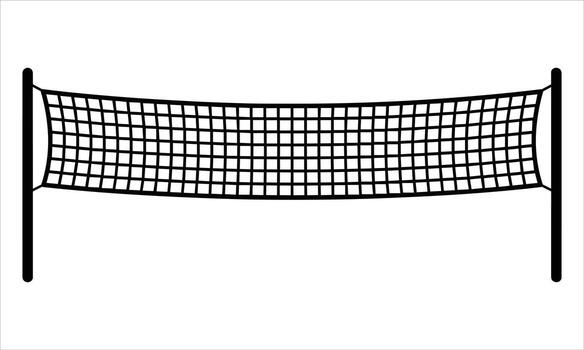 Black volleyball net with white background and rounded posts sports net game net vector