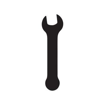 Simple black wrench icon perfect for design, web elements, and repair projects vector
