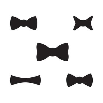 Set of isolated black bow tie root elements, a foundational graphic collection for classic gentleman style and elegant design vector