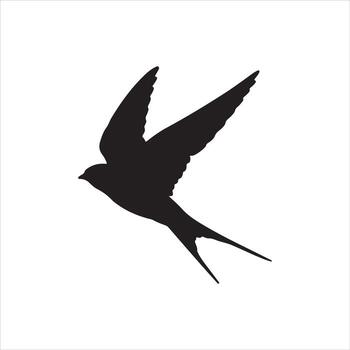 Silhouette of a graceful swallow in flight, a symbol of freedom and swift movement against a clean white background, perfect for design elements vector