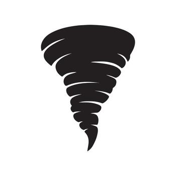 Clean black icon depicting a swirling tornado, symbolizing powerful weather, natural force, and atmospheric disturbance. An ideal graphic element for environmental design vector