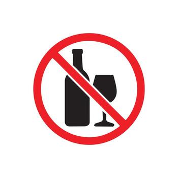 A clear symbol indicating no alcoholic drinks allowed in this area, representing responsible choices and a sober environment vector