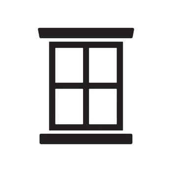 minimalista negro línea icono de un cuatro paneles ventana, ideal para usuario interfaz diseño, web gráficos, y arquitectónico símbolos, representando hogar, vista, y ligero vector