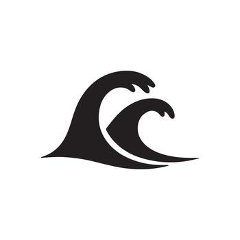 A stylized graphic illustration of two ocean waves, a large protective crest sheltering a smaller one, symbolizing a mother and child relationship vector