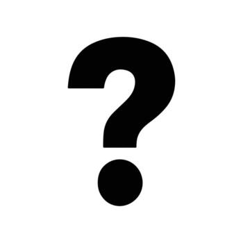 A bold, black question mark icon against a stark white background, representing uncertainty or a query vector