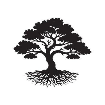 un robusto árbol de vida el profundo raíces y derivación pabellón vector