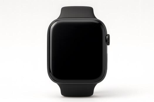 Realistic 3D Black Smartwatch Front View Minimal Studio Render for Tech and UI Display Design photo