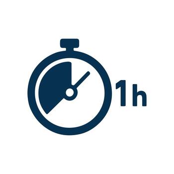 One-hour countdown timer icon for time management and efficiency in tasks and projects vector