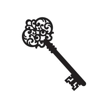 florido antiguo llave, un eterno símbolo de desbloqueo precioso oportunidades y asegurando un brillante futuro, representando el poderoso potencial dentro familia legados y nuevo principios vector