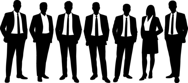Silhouette of business team standing together symbolizing unity and teamwork vector