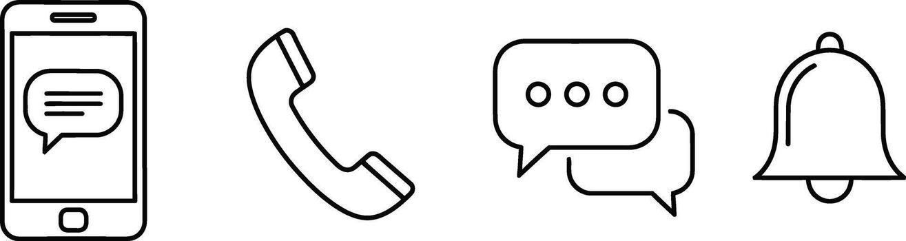 Elegant outline of communication phone text and message elements vector