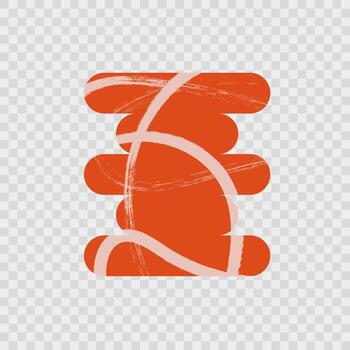 Abstract red brush stroke shape with dynamic curved lines. vector