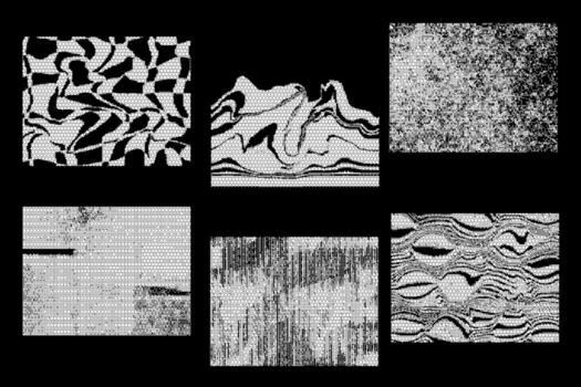 Abstract glitch pixel texture set. vector