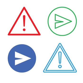 advertencia y enviar comunicación íconos conjunto vector