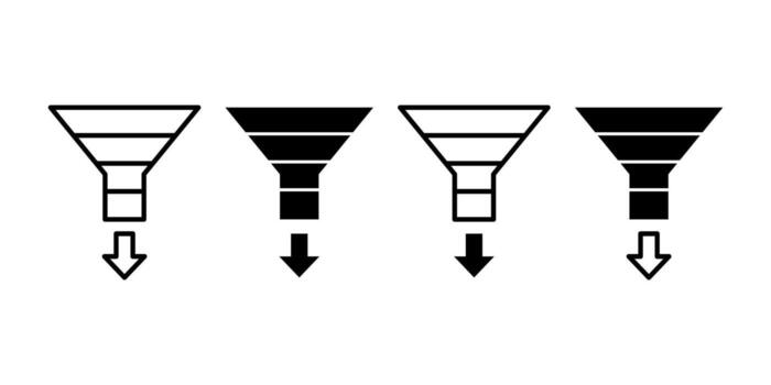 Funnel Analysis Black Icon Bundle for Conversion Tracking and Marketing Performance Concept vector