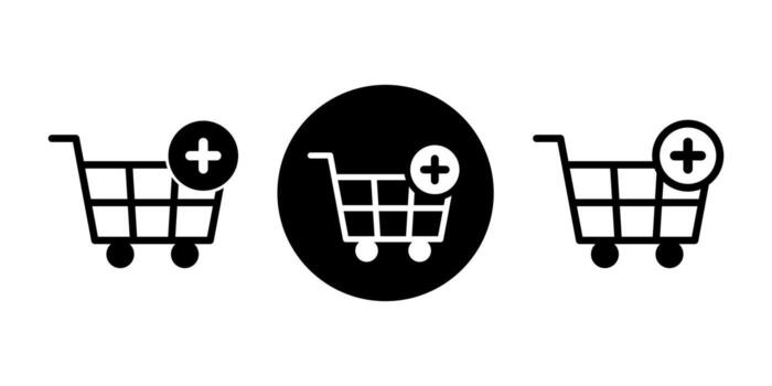 Add to Cart Black Icon Bundle for E commerce vector