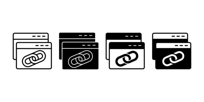 vínculo de retroceso edificio negro icono haz para seo y digital enlace estrategia concepto vector