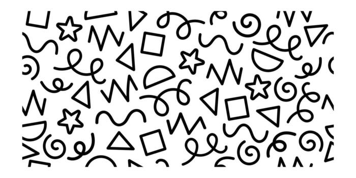 Retro Squiggle Seamless Line Pattern Aesthetic Black Icon Bundle for Stylish Graphic Design vector