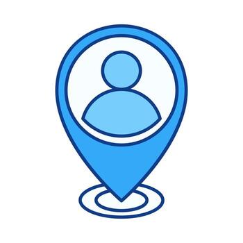 usuario perfil ubicación alfiler plano de colores icono para navegación, mapa solicitud, y interfaz vector