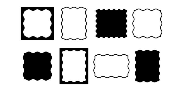 Soft Wave Aesthetic Rectangle Frame Black Icon Bundle for Modern Elegant Branding Projects vector