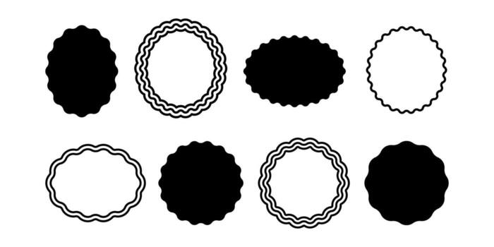 Wavy Retro Aesthetic Border Frame Black Icon Bundle for Minimalist Modern Design Projects vector