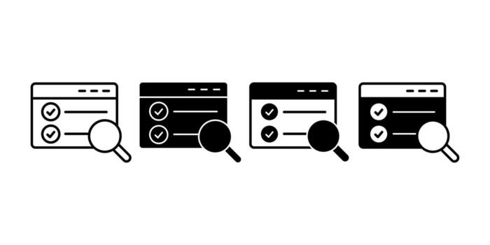 seo auditoría con aumentador vaso negro icono haz para sitio web revisión y mejoramiento concepto vector