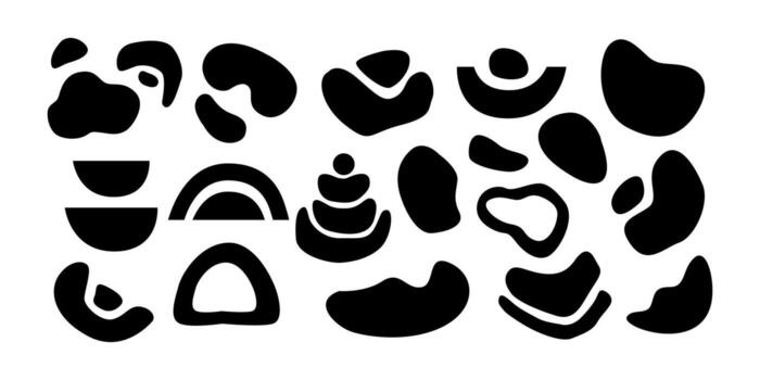 Boho Abstract Shapes Minimal Black Line Icon Bundle for Modern Design vector