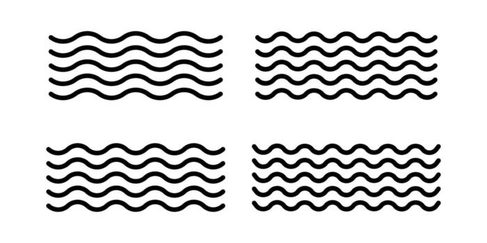 Continuous Wave Line Pattern Aesthetic Black Icon Bundle for Elegant Minimal Composition vector