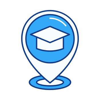 Education Location Pin Flat Colored Icon School, University, Learning Center, and Map Navigation vector