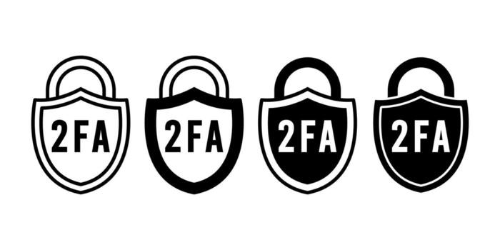 Two Factor Authentication Black Icon Bundle for Secure Login and Online Data Protection Concept vector