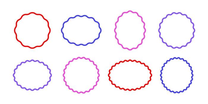 Wavy Retro Colored Aesthetic Border Frame Icon Bundle for Minimal Modern Graphic Collection vector