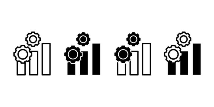 Performance Graph with Gear Black Icon Bundle for Analytics and Optimization Concept vector