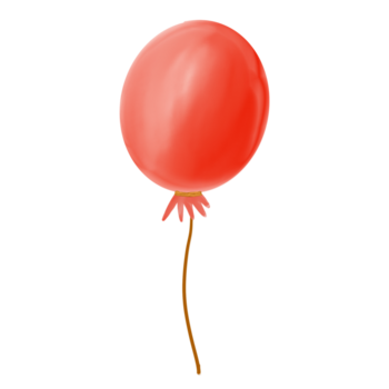 Bright red balloon with soft light reflection and thin string on a transparent background, perfect for celebration graphics, invitations, or festive digital designs. png