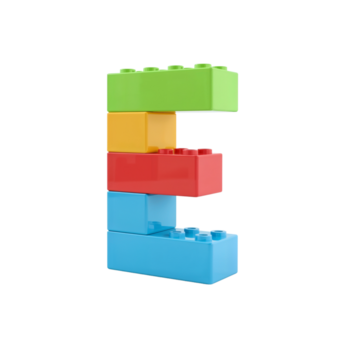 staplade vibrerande byggnad block skapa en lekfull brev form mot transparent miljö png