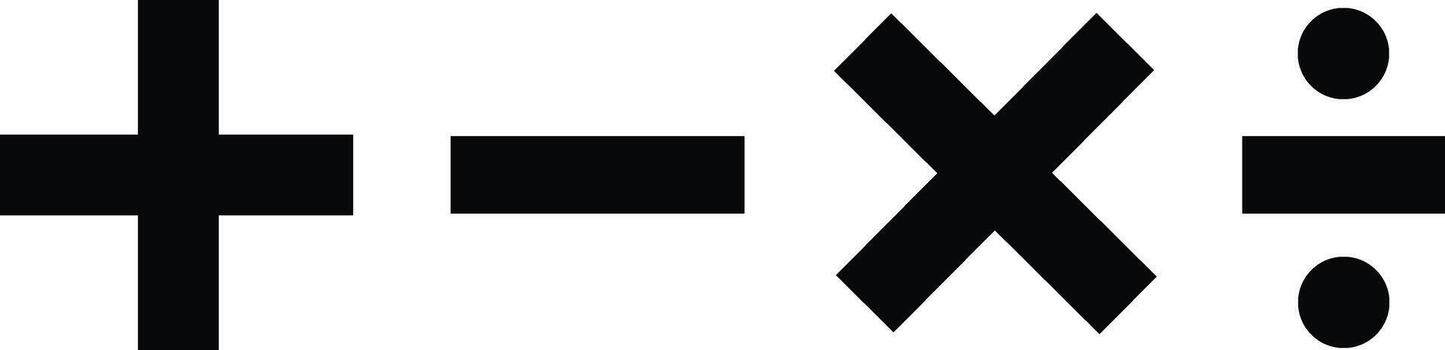 Mathematical Symbols Isolated on White Background Representing Addition Subtraction Multiplication and Division for Educational Content and Graphic Design Projects vector