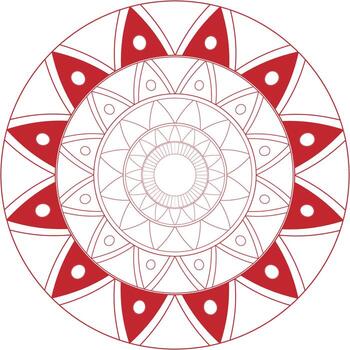 Elegant Circular Mandala Design with Geometric Shapes in Red and White Aesthetically Pleasing Abstract Illustration vector