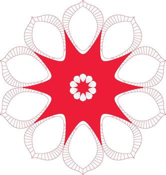Elegant Red and White Floral Mandala Design with Intricate Geometric Patterns for Backgrounds and Creative Projects an ornamental design with a modern aesthetic vector