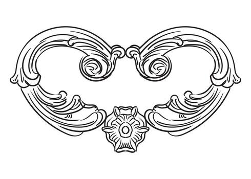 Engraved oval shape frame baroque design element vector
