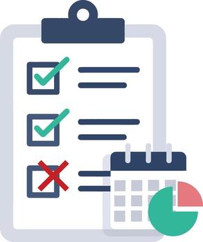 Checklist with calendar and pie chart for project planning vector