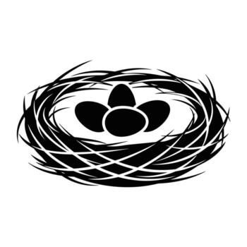 Bird nest with eggs nature spring vector