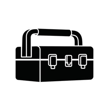 Black toolbox with handle and latches container vector