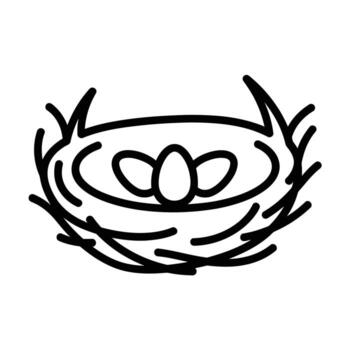 Bird nest with eggs twig nature vector