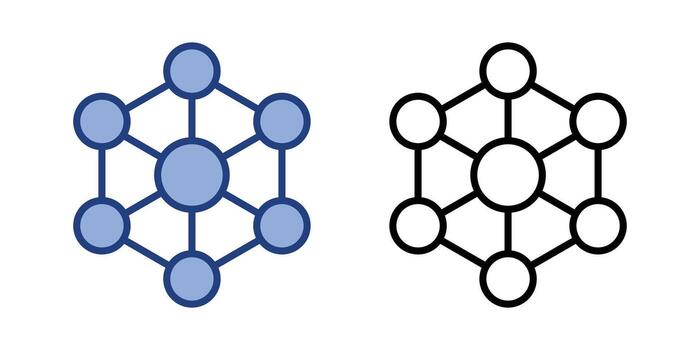 Harmony network icon showing interconnected nodes forming a balanced circle. Great for teamwork, system connectivity, digital collaboration, and balanced network design. vector