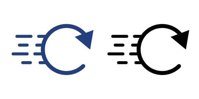 Momentum arrow loop icon featuring a circular arrow with a motion trail. Ideal for process continuity, system refresh visuals, and progress cycle concepts. vector