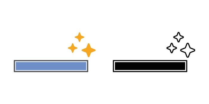 Progress bar spark icon showing a horizontal loading bar with a tiny sparkle at the end. Ideal for progress completion visuals, UI success states, and modern productivity concepts. vector