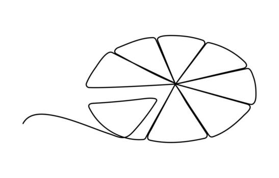 Minimal continuous line pie chart sketch with divided part hand drawn illustration vector