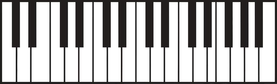 Seamless piano keyboard pattern with black and white keys in a top-down view. vector