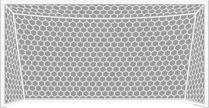 White soccer goal with a hexagonal honeycomb pattern net. vector
